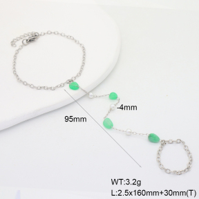 6B4003203vbnb-908  Ya'an Jade & Plastic Imitation Pearls  Stainless Steel Bracelet