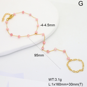 6B4003206vbpb-908  Pink Jade  Stainless Steel Bracelet