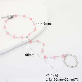 6B4003207bbov-908  Pink Jade  Stainless Steel Bracelet
