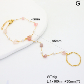 6B4003208vbpb-908  Strawberry Quartz & Plastic Imitation Pearls  Stainless Steel Bracelet