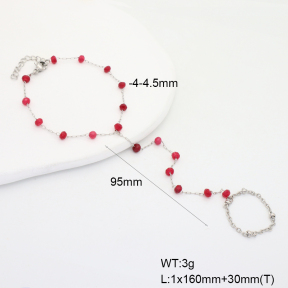 6B4003211bbov-908  Rose Red Jade  Stainless Steel Bracelet