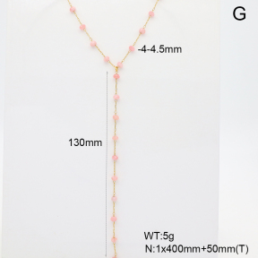 6N4004430bhjl-908  Pink Jade  Stainless Steel Necklace