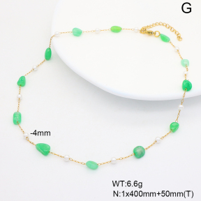 6N4004436vhha-908  Ya'an Jade & Plastic Imitation Pearls  Stainless Steel Necklace