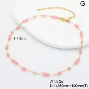 6N4004446vhha-908  Pink Jade  Stainless Steel Necklace