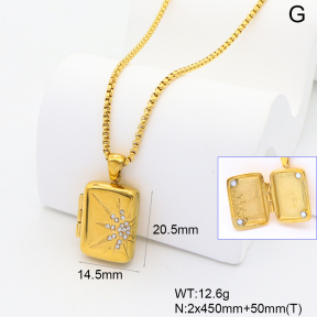 GEN002079ahjb-066  18K PVD Czech Stones,Handmade Polished  Stainless Steel Necklace  BC25060153N