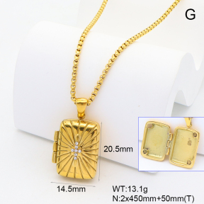 GEN002081ahjb-066  18K PVD Czech Stones,Handmade Polished  Stainless Steel Necklace  BC25060145N