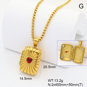 GEN002083ahjb-066  18K PVD Zircon,Handmade Polished  Stainless Steel Necklace  BC25060150N