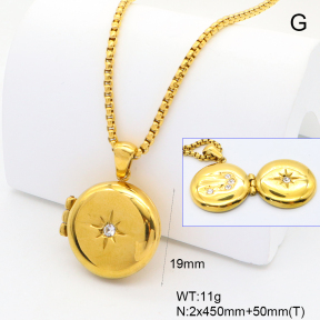 GEN002084ahjb-066  18K PVD Czech Stones,Handmade Polished  Stainless Steel Necklace  BC25060152N