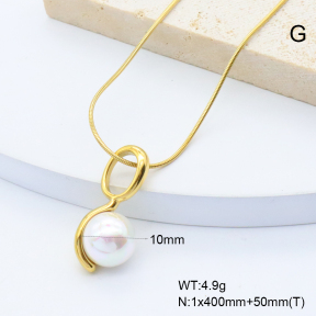 GEN002106bhva-066  18K PVD Shell Bead,Handmade Polished  Stainless Steel Necklace  BC25060164N-P