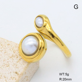 GER001466bhia-066  18K PVD Resin Imitation Pearls,Handmade Polished  Stainless Steel Ring   BC24110692R-P