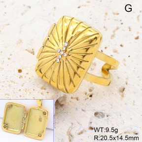 GER002681bhia-066  18K PVD Czech Stones,Handmade Polished  Stainless Steel Ring  BC25060145R
