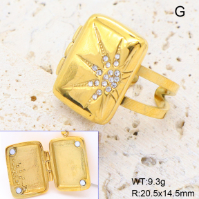 GER002686bhia-066  18K PVD Czech Stones,Handmade Polished  Stainless Steel Ring  BC25060153R