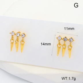 6E4004457ahjb-700  316 SS 18K PVD Czech Stones,Handmade Polished  Stainless Steel Earrings