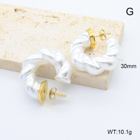 GEE002693bhva-066  316 Pin 18K PVD Resin Imitation Pearls,Handmade Polished  Stainless Steel Earrings  BC25080254E