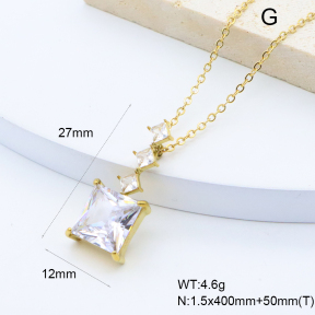 GEN002109bhia-066  18K PVD Zircon,Handmade Polished  Stainless Steel Necklace  BC25070225N-WT