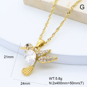 GEN002108bhia-066  18K PVD Zircon & Czech Stones,Handmade Polished  Stainless Steel Necklace  BC25080246N-WT