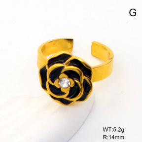 GER001276bhva-066  Enamel & Czech Stones,Handmade Polished  Stainless Steel Ring