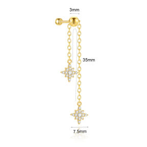 JP8455bihl-Y30  925 Silver Body Jewelry  (1pc)  WT:0.89g  7.5mm  60261021070C