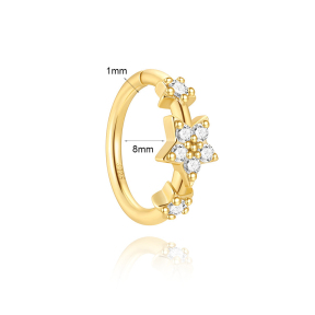 JP8503vhha-Y30  925 Silver Body Jewelry  Nose Ring  (1pc)  WT:0.44g  8*1mm  60262605011C 60262540555C