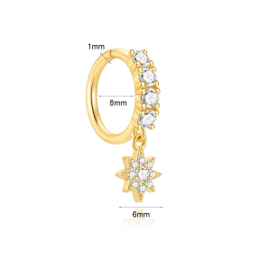 JP8505vhli-Y30  925 Silver Body Jewelry  Nose Ring  (1pc)  WT:0.65g  8*1mm  60262605011C 60262540555C