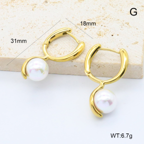 GEE002697bhia-066  18K PVD Shell Beads,Handmade Polished  Stainless Steel Earrings  BC25060163E-P