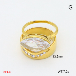 GER001453bika-066  7#  18K PVD Czech Stones & Zircon,Handmade Polished  Stainless Steel Ring