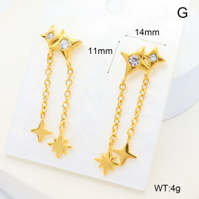 6E4004449bhil-700  316 SS 18K PVD Czech Stones,Handmade Polished  Stainless Steel Earrings