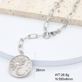 GEN002029bhia-066  Czech Stones,Handmade Polished  Stainless Steel Necklace  BC24110330N-2-S