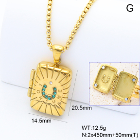 GEN002091ahjb-066  18K PVD Czech Stones,Handmade Polished  Stainless Steel Necklace  BC25060157N