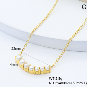 GEN002110bhva-066  18K PVD Resin Imitation Pearls,Handmade Polished  Stainless Steel Necklace  BC25060112N-P