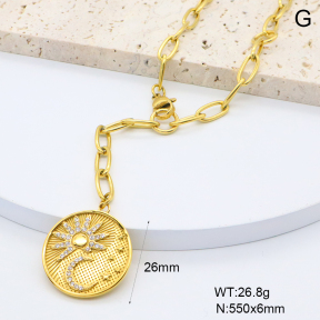 GEN002028vhkb-066  18K PVD Czech Stones,Handmade Polished  Stainless Steel Necklace  BC24110330N-2