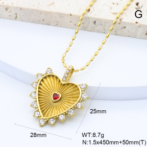 GEN002127bhia-066  18K PVD Czech Stones & Zircon,Handmade Polished  Stainless Steel Necklace  BC25040095N