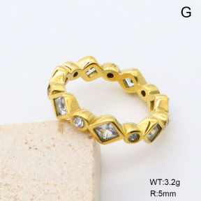 GER001434bhia-066  6-8#  18K PVD Czech Stones & Zircon,Handmade Polished  Stainless Steel Ring