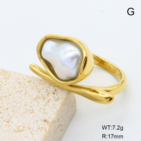 GER001463bhia-066  18K PVD Resin Imitation Pearls,Handmade Polished  Stainless Steel Ring   BC25060142R