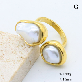 GER001464bhia-066  18K PVD Resin Imitation Pearls,Handmade Polished  Stainless Steel Ring   BC25060141R