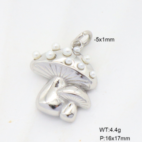 6P3000367baka-G034  Resin Imitation Pearls,Handmade Polished  Stainless Steel Pendant