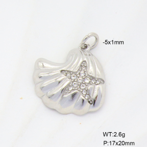 6P4000521bvlm-G034  Czech Stones,Handmade Polished  Stainless Steel Pendant