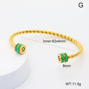 GEB000825vhkb-066  18K PVD Zircon,Handmade Polished  Stainless Steel Bangle  BC25100341B-GN