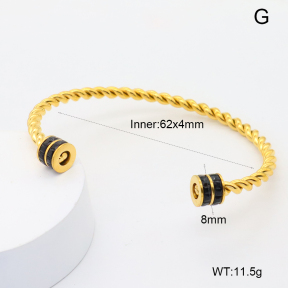 GEB000826vhkb-066  18K PVD Zircon,Handmade Polished  Stainless Steel Bangle  BC25100341B-BK