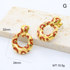 GEE002747bhia-066  316 Pin 18K PVD Enamel,Handmade Polished  Stainless Steel Earrings  BC25080240E-RD
