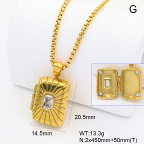 GEN002088ahjb-066  18K PVD Zircon,Handmade Polished  Stainless Steel Necklace  BC25060151N