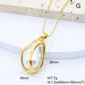 GEN002116bhva-066  18K PVD Resin Imitation Pearls,Handmade Polished  Stainless Steel Necklace  BC25090302N-P