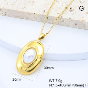 GEN002117bhva-066  18K PVD Resin Imitation Pearls,Handmade Polished  Stainless Steel Necklace  BC25080239N-P