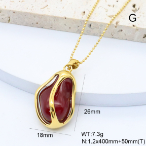 GEN002119bhva-066  18K PVD Resin Imitation Pearls,Handmade Polished  Stainless Steel Necklace  BC25090302N-P-RD