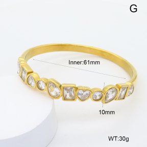 GEB000827vhov-066  18K PVD Zircon,Handmade Polished  Stainless Steel Bangle  BC25060108B-WT