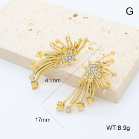 GEE002789bhia-066  316 Pin 18K PVD Czech Stones,Handmade Polished  Stainless Steel Earrings  BC25090304E