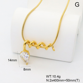 GEN002171bhia-066  18K PVD Zircon,Handmade Polished  Stainless Steel Necklace  BC25050091N-WT