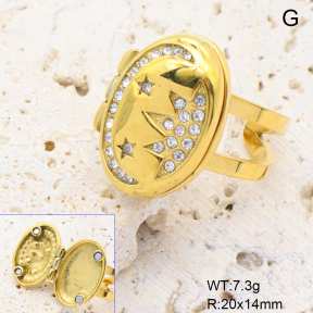 GER002688bhia-066  18K PVD Czech Stones,Handmade Polished  Stainless Steel Ring  BC25060184R