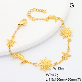 6B3002368vhnl-G034  18K PVD Czech Stones,Handmade Polished  Stainless Steel Bracelet