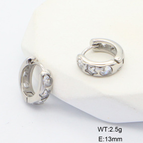 6E4004440bhil-700  316 SS Zircon,Handmade Polished  Stainless Steel Earrings